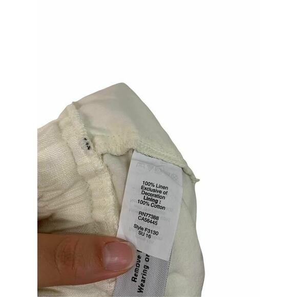 Madewell Embroidered White Linen Pull on‎ Shorts Size Small #F3130 - Picture 6 of 6